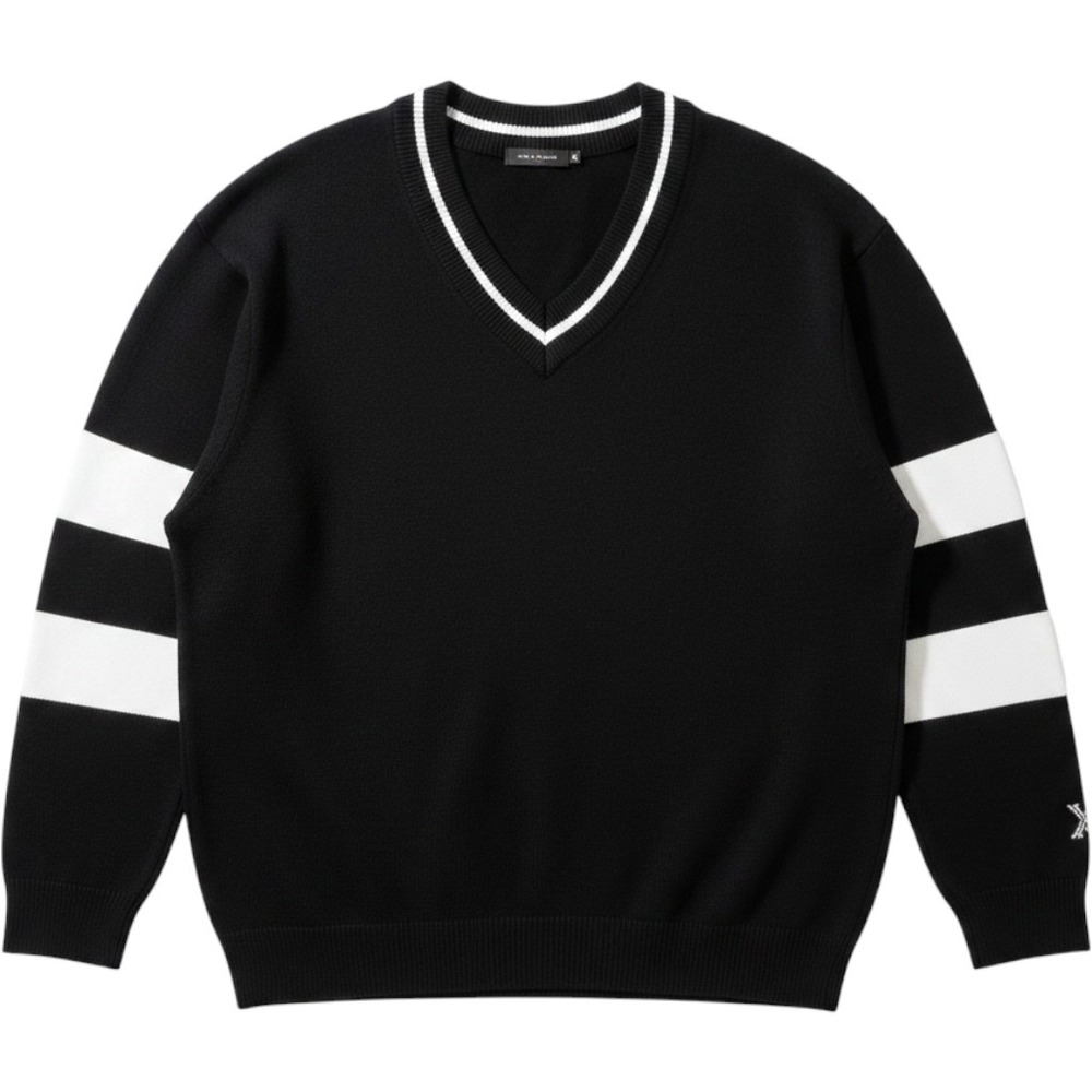 Savage X Fenty Varsity V-Neck Sweater‎ Mens XXXXL Black White Logo Pullover